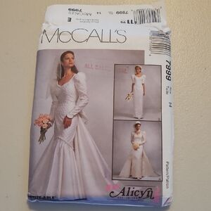 McCall's White Women's Wedding Dress Pattern - Elegant Long Sleeve Gown